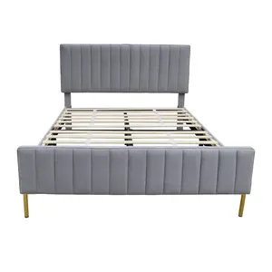 2023 newest model from Chinese factory in double size fabric bed with gold feet
