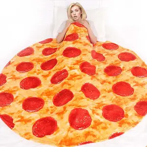 Vendita calda coperta di flanella a doppio lato eccentrica stampa Burrito Pizza indossabile coperta per il pisolino della camera da letto