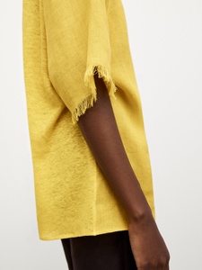 <span class=keywords><strong>Camicia</strong></span> in lino a maniche lunghe con frange <span class=keywords><strong>senape</strong></span> Tong Rui <span class=keywords><strong>donna</strong></span> - Product Image 4