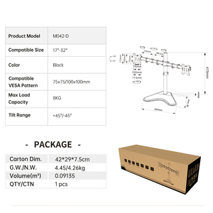 <span class=keywords><strong>Support</strong></span> de moniteur double avec réglage en hauteur, <span class=keywords><strong>support</strong></span> de bureau en acier allié, inclinaison à 90 degrés pour deux <span class=keywords><strong>écran</strong></span>s LCD de <span class=keywords><strong>PC</strong></span> - En stock - Product Image 6