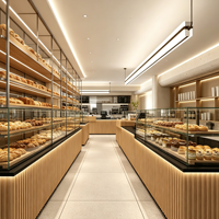 Comptoir de caisse vintage pour boulangerie, comptoir de réception personnalisé avec vitrine, comptoir d'angle pour café