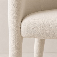 Chaise de salle à manger OAKEN moderne avec accoudoirs incurvés intégrés en tissu bouclé, entièrement enveloppée, mobilier de maison