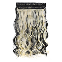 Extensions capillaires synthétiques sans couture à 5 clips, résistantes à la chaleur, avec mèches ombrées, pour usage professionnel (OEM) et mariages