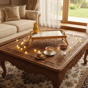 Luxury Handmade Wood Resin Modern Lightweight Service Tray for Wedding Ramadan Diwali Decor Customizable Design - Product Image 3
