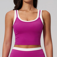 Nieuw tweedelig splitvest met kleurcontrast, naakt gevoel, sportbeha, bovenkleding, hardloop-, yoga- en fitnesstop voor dames