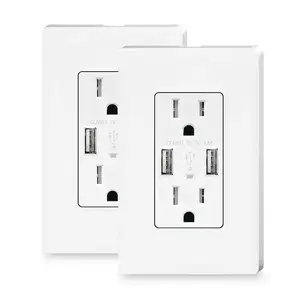 USB Wall Outlet, 4.8A Charging Receptacle,15A Tamper Resistant Electrical Socket, Screwless Wall Plate Included, White