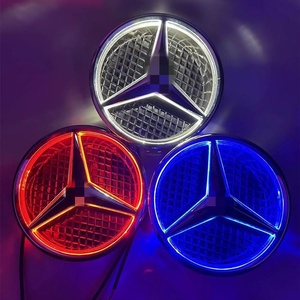 Pour Benz <span class=keywords><strong>A</strong></span> B C <span class=keywords><strong>E</strong></span> GLK ML 5D, lumières LED de logo de voiture éclairées, W205 W213 W204, logo <span class=keywords><strong>d</strong></span>'étoile de calandre avant de voiture, lumière - Product Image 1