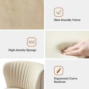Fauteuil d'appoint moderne en velours blanc pour chambre, hôtel, café et restaurant – Chaise de loisirs confortable avec accoudoirs pour salon et salles d'attente - Product Image 5