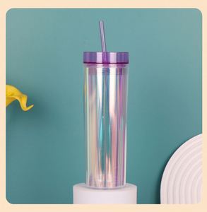 แก้วน้ำเก็บความเย็นสองชั้น ขนาด 16 ออนซ์ 500 มล. ปราศจากสาร BPA พร้อมหลอดดูด แก้วน้ำพกพาแบบมินิมอล 480 มล. ลายเทพธิดา แก้วน้ำแบบมีหลอด - Product Image 3