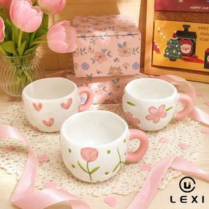 Taza de Porcelana Estilo Coreano, Irregular, Hecha a Mano, Pintada a Mano, Ecológica, 320 ml, Apta para Lavavajillas, Microondas y Alimentos - Product Image 2
