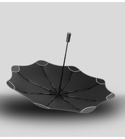 Parapluie semi-automatique pliable en trois sections en acier avec bande réfléchissante pour enfants, idéal pour la rentrée scolaire et usage professionnel – Vente en gros et au détail