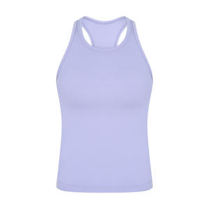 Vente en gros de débardeurs de yoga sans couture pour femmes vêtements de fitness à motif solide avec fermeture élastique à la taille - Product Image 4