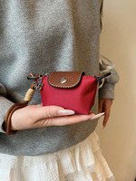 Mini sac à dumplings Longchamp Ultra Mini, porte-monnaie créatif color block, rangement pour rouge à lèvres, écouteurs, petit porte-clés