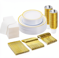 Ensemble de vaisselle jetable dorée pour 10 personnes, 70 pièces, ensemble de couverts en plastique rigide pour fête, pique-nique, voyage