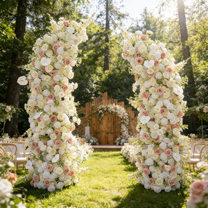 DKB Hot Selling Handmade Eco-Friendly Artificial Silk White Rose Delphinium Wedding Arch <b>Flower</b> Decoration Customizable Size - Product Image 1