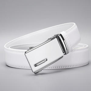 Cinturón Casual Rectangular de Cuero Vacuno con Hebilla Automática Blanca para Hombre, Estilo Duradero y de Ocio, Tiyo ABB0188, Trenzado Sólido - Product Image 2