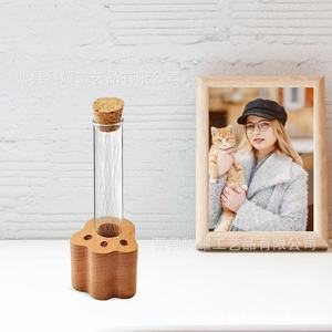 Wooden <b>Cat</b> Whisker Keepsake Box Paw Shape Test Tube Base Pet Hair Storage Handmade Solid Wood Secure Design - Product Image 2