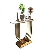 Table console en marbre et métal de style nordique avec rangement pour entrée, salon, hall d'accueil, club-house et couloirs