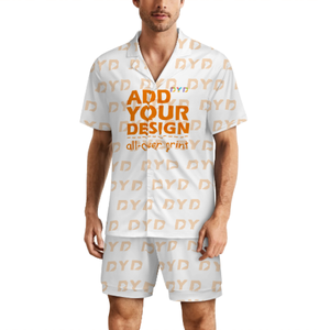 Stampa su richiesta <span class=keywords><strong>pigiama</strong></span> da <span class=keywords><strong>uomo</strong></span> a manica corta abbigliamento da notte a due pezzi con pigiami Button-Down Set pij - Product Image 1