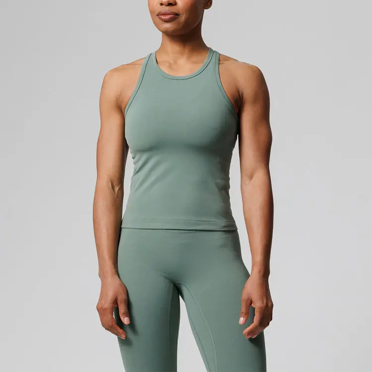 Custom Women Gymwear Plain Blank Quick Dry Light Weight Workout Tops Slim Fit Cotton Fitness Sleeveless Shirt Racerback Tank Top