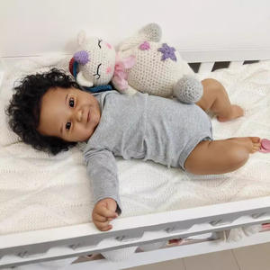 Poupées Reborn en Silicone Corps Entier <span class=keywords><strong>50</strong></span> <span class=keywords><strong>cm</strong></span> Réaliste Maddie Peau Noire Poupée Nouveau-Né pour Anniversaire Noël Enfant - Product Image 3