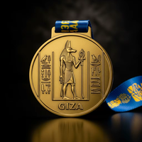 Médailles de récompense en métal émaillé personnalisées en alliage de zinc avec motif de tigre en relief 3D rond et ruban satiné coloré