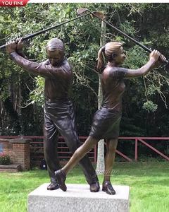 Jardín al aire libre tamaño bronce fundido niños jugando Golf estatua - Product Image 3