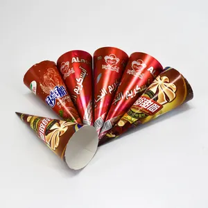 Luckytime customized printing disposable paper cone for ice cream paper sleeves