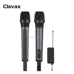 Clavax CLUM-U5200 ميكروفونات ديناميكية لاسلكية من واحد إلى اثنين UHF بشريحة صوت مدمجة وشاشة ليد لعرض المسرح العائلي KTV