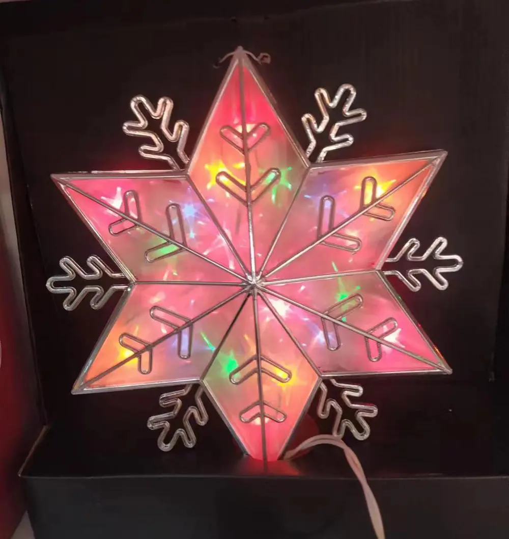 Atacado colorido natal árvore floco neve estrela iluminado árvore topper