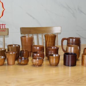 Ensemble de tasses à thé en bois, forme cylindrique, couleur unie, style simple, pour le thé de l'après-midi, tasse à café - Product Image 4