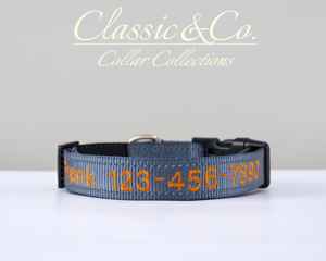 Laisse grise réfléchissante, brodée avec nom et contact, 4 tailles réglables, boucle à dégagement rapide, cadeau idéal pour chien - Product Image 1