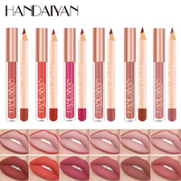 HANDAIYAN Ensemble Crayon à Lèvres et Gloss Rouge à Lèvres Liquide Mat Longue Tenue Anti-Transfert Ne S'Estompe Pas Cosmétiques Nude Imperméables