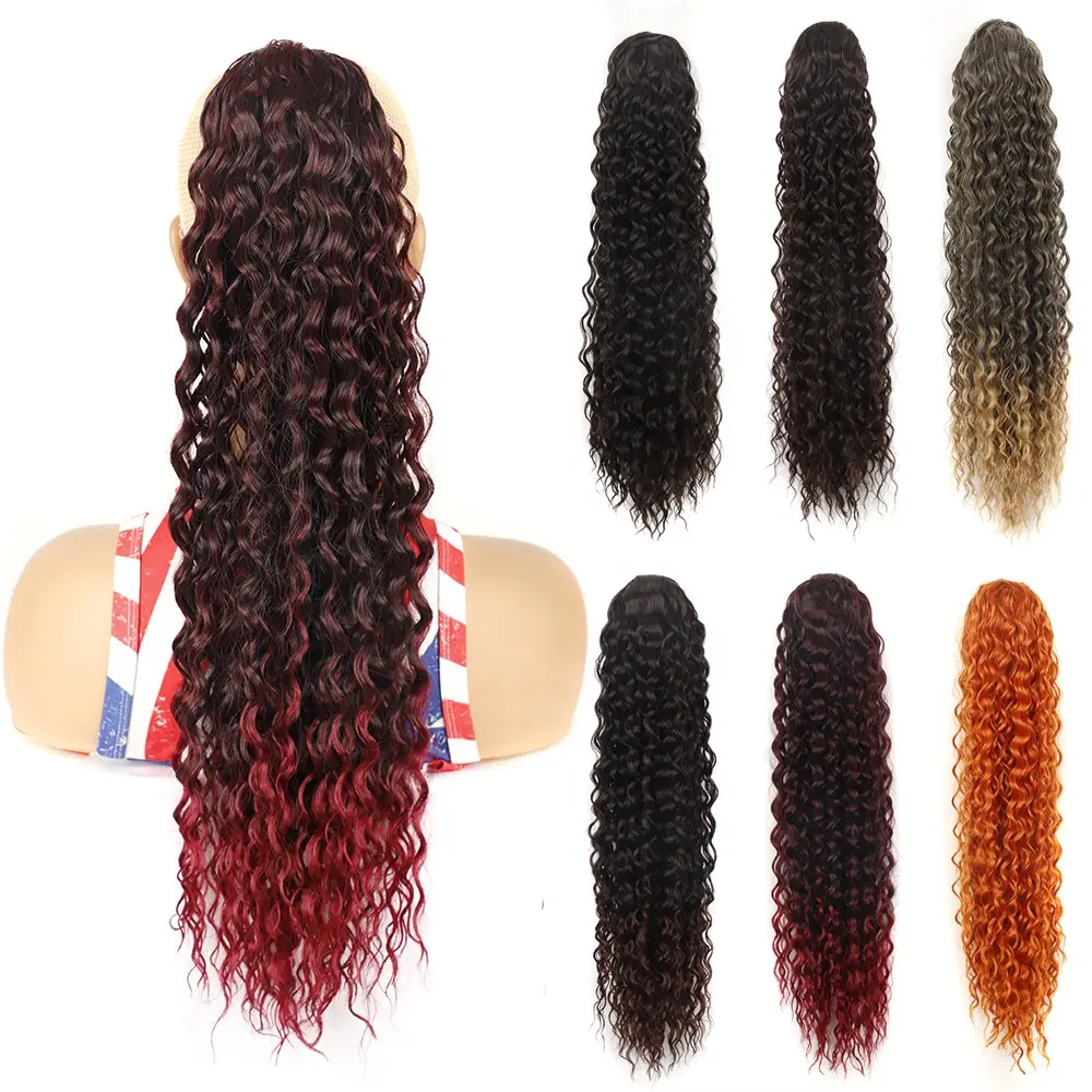 24" Brazilian Wave Drawstring Ponytail Julianna Synthetic Hair Long Futura Fiber Afro Drawstring Ponytail Extension