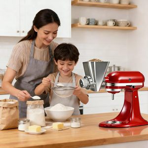 อุปกรณ์บดเมล็ดธัญพืชสำหรับเครื่องผสมอาหารแบบตั้งพื้น <span class=keywords><strong>KitchenAid</strong></span>, ชุดบดแป้งโลหะทั้งหมด 9 ระดับสำหรับ <span class=keywords><strong>KitchenAid</strong></span>, เหมาะสำหรับบดข้าวสาลี - Product Image 4