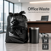 Sacs poubelles noirs d'usine OEM, 40 microns, haute résistance, pour déchets commerciaux, impression personnalisée