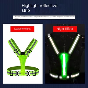 三级可调发光二极管反光跑步背心USB充电电缆充电带弹性安全服 - Product Image 6