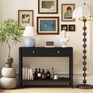 <b>Console</b> Table with Drawers Narrow Wood Accent Sofa Table Entryway Storage Shelf for Hallway Front Doorway Living Room - Product Image 2