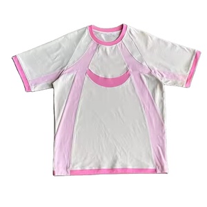 Logo personnalisé de haute qualité 100% coton mince surdimensionné hommes T-Shirt couleur bloc cou à manches courtes rayure couture hommes à capuche - Product Image 1