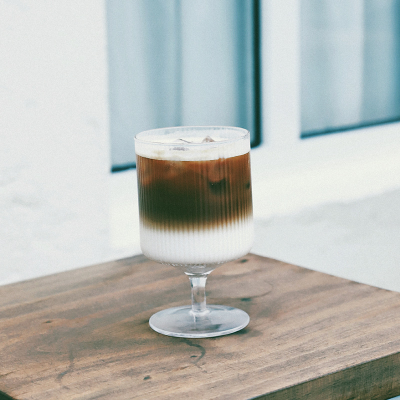 310ml Goblet glass Glass cup striped glasses cup personality ice cream cup