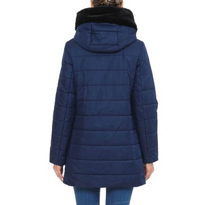 Abrigo Acolchado Grueso de Moda para Mujer con 90% Plumón y Ribete de Piel de Cordero, Cortavientos con Capucha, Ropa de Invierno para Oficina, Estilo Elegante - Product Image 3
