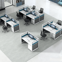 Bureau de travail commercial moderne avec panneau de séparation Mobilier de bureau bleu de haute qualité pour les entreprises