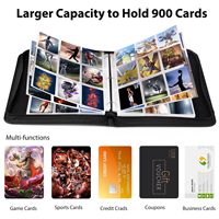 Klassischer 9-Taschen-Reißverschluss-Sammelkartenordner mit 900er Kapazität, 3-Ring-Sammelalbum für Sport- und Spielkarten