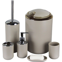 Ensemble d'accessoires de salle de bain en plastique de luxe de 6 pièces sortie d'usine comprend une brosse à dents tasse distributeur de savon toilette sanitaire Suite