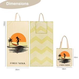 Logo personnalisé imprimé 80x160cm Serviette de plage super absorbante pliable en microfibre antidérapante avec sac fourre-tout Serviette 2-en-1 sans sable - Product Image 2