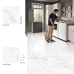 กระเบื้องพอร์ซเลน Corfu Gris ขนาด 600x600 มม. ผิวมันเงา ลายหินอ่อนสีเทา สำหรับปูพื้น ขนาด 60x60 ซม. - Product Image 4