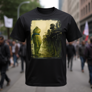 T-shirt Frog Protest per uomo e donna, design grafico nero - Product Image 3