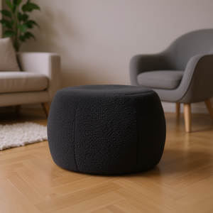 Tabouret ottoman Db Jaxx Ellis, petit, noir, en tissu imitation peau de mouton, style moderne, pour salon - Product Image 2