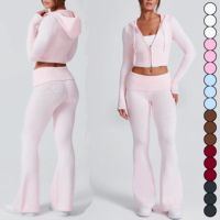 Nouvelle Collection 2026 – Ensemble Sportswear Femme Y2K : Sweat à Capuche Zippé, Pantalon Taille Basse Tricoté Coupe Slim – Vêtements Athleisure en Gros