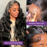 Cheveux humains brésiliens naturels bruts bonne respirabilité 30 40 pouces cheveux ondulés transparents HD perruques frontales en dentelle pour femmes noires